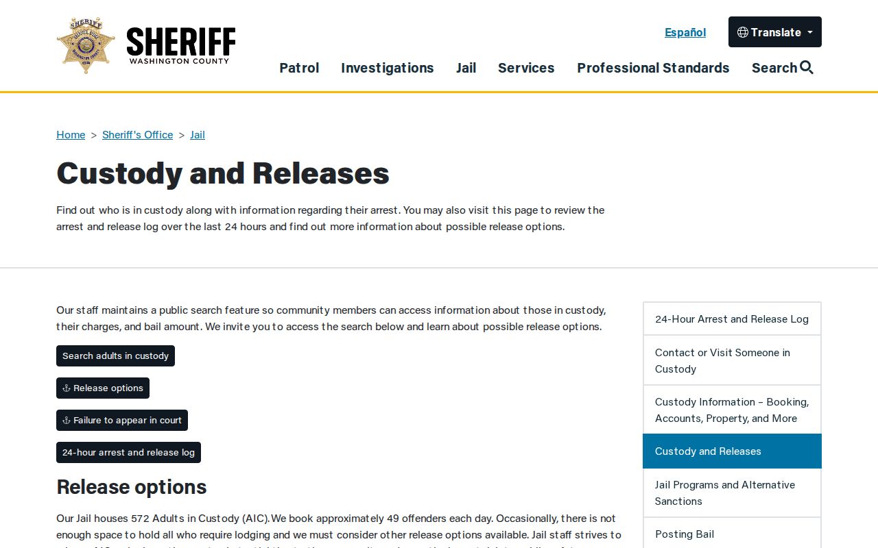 Washington County residents directory custody search