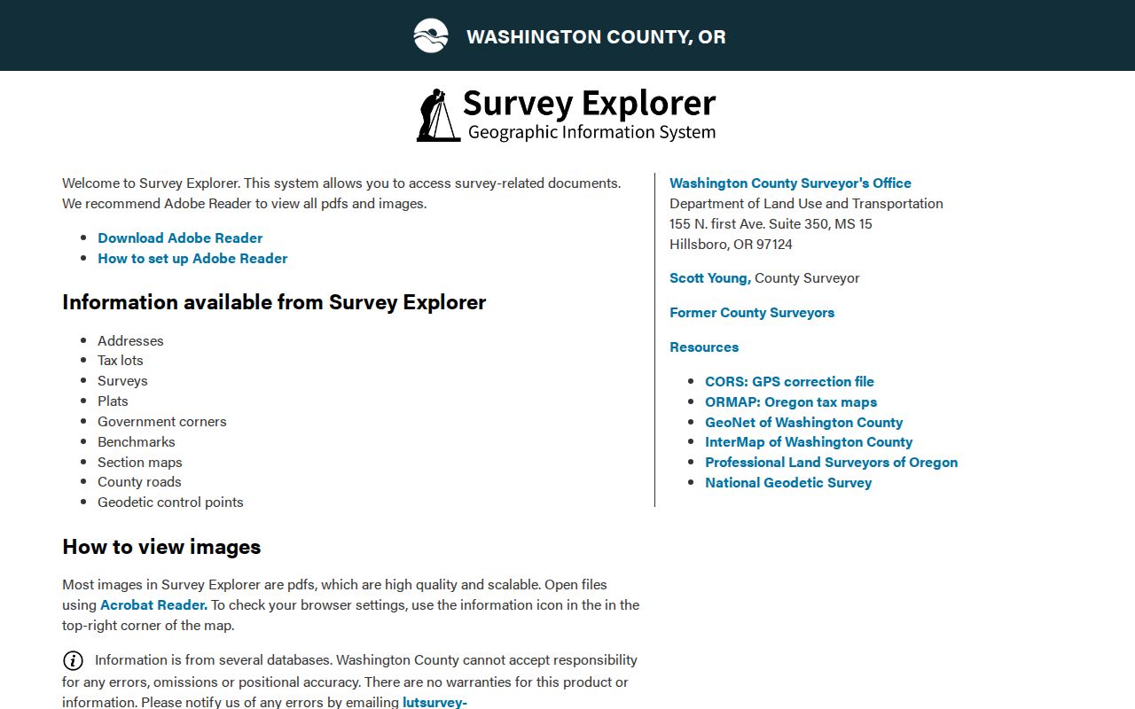 Washington County neighbors Survey Explorer map research page
