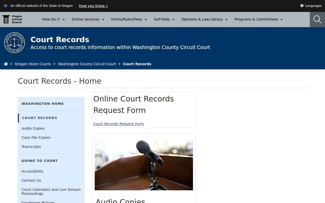Washington County resident lookup court records page